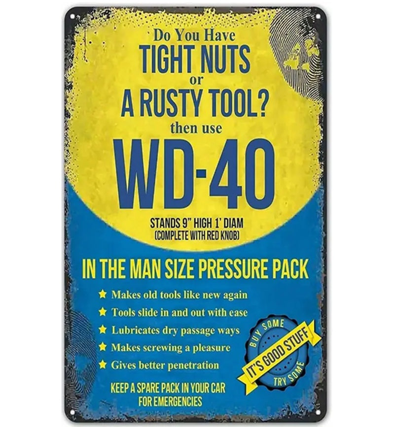P124 Vintage WD40 Metal Sign