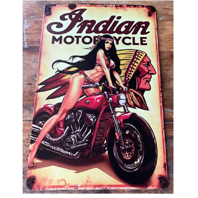 P130 Vintage Indian Motorcycle Metal Sign