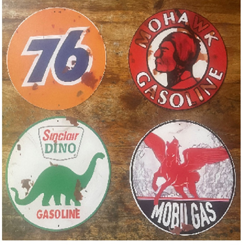 P136 4 Pack Vintage Gasoline Sign