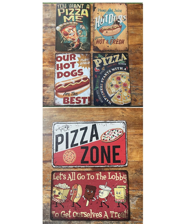 P150 Vintage Burgers, Hotdogs & Fries Metal Sign.