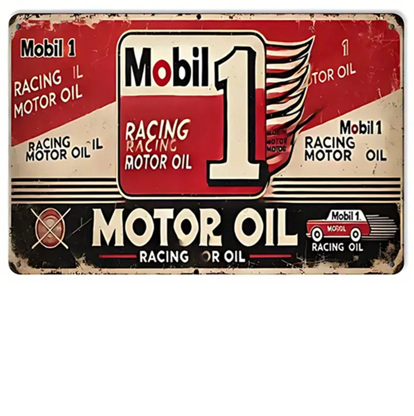 P169 Vintage Mobil Racing Oil Metal Sign