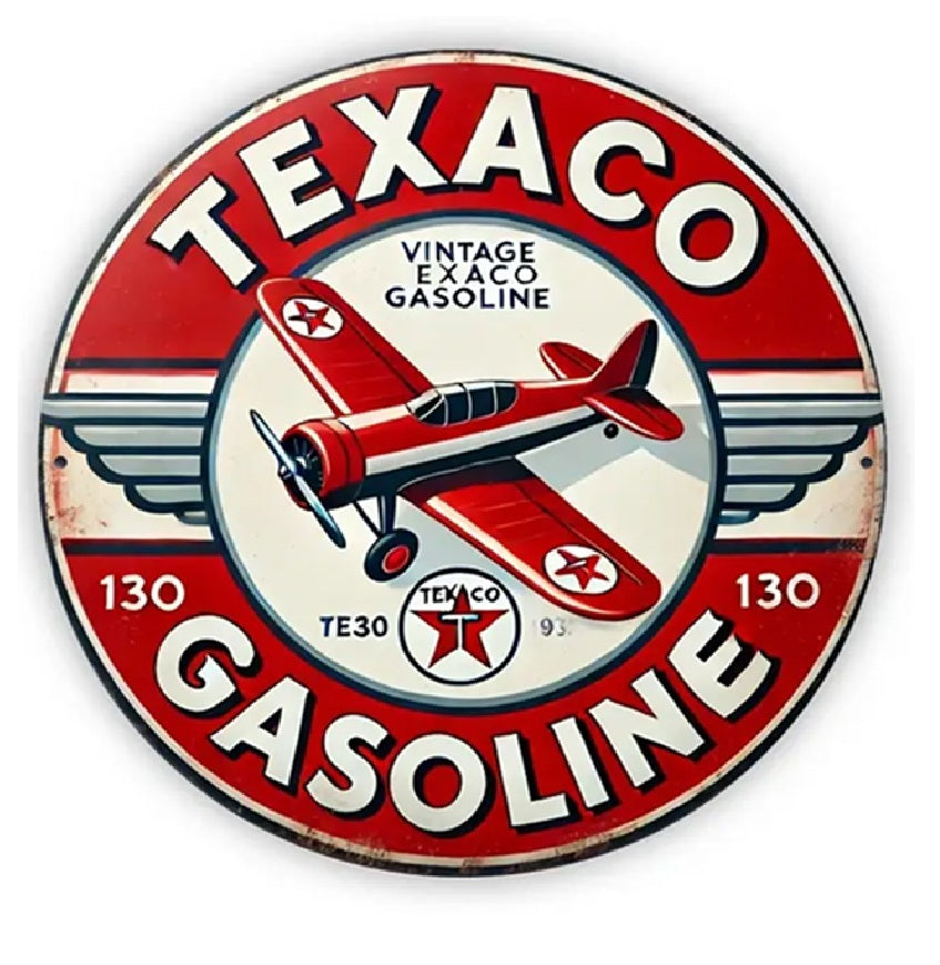 P174 Vintage Texaco Gasoline Aviation Metal Sign