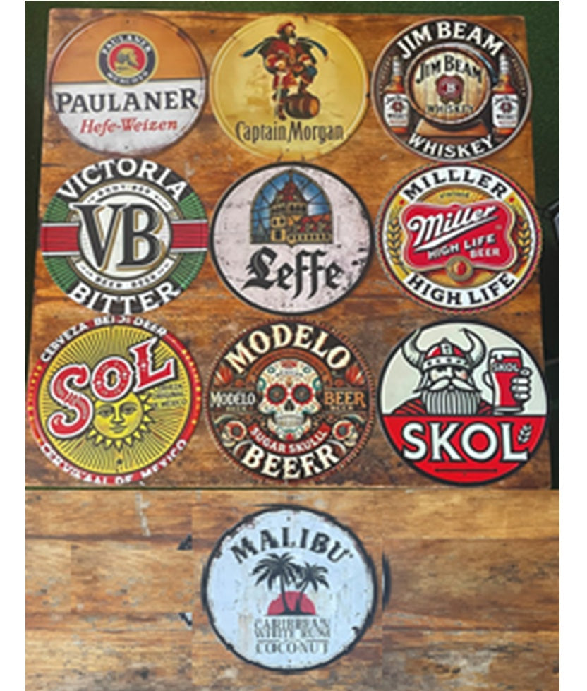P182 10 Pack Beverage Metal Signs