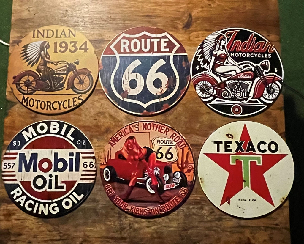 P190 6 Pack Vintage Americano Metal Signs