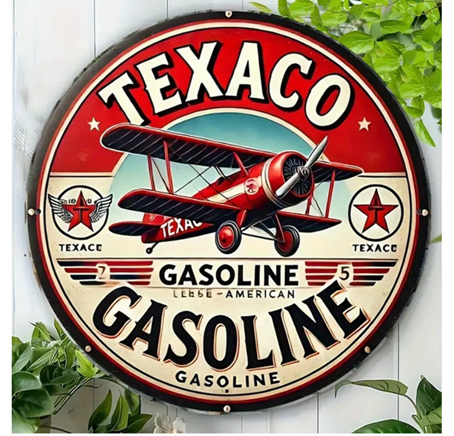 P198 Vintage Texaco Aviation Gasoline Metal sign.