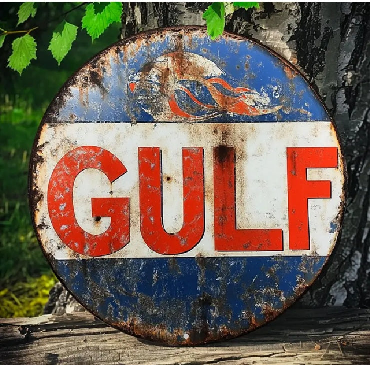 P23 Vintage Gulf Oil Metal Sign