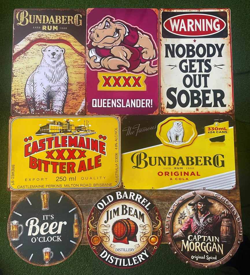 P269 8 Pack Vintage Queenslander Beverage Signs