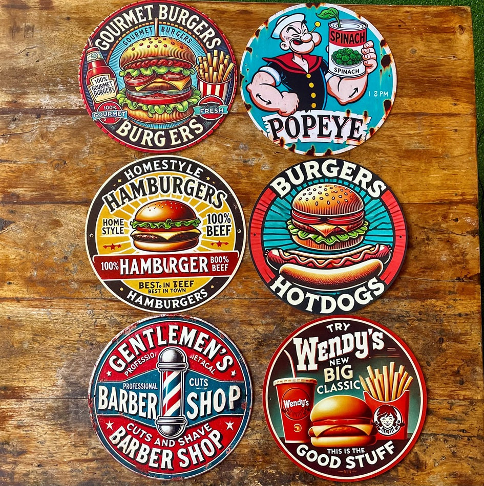 P272 6 Pack Burgers, Hotdogs, Popeye & Barber Signs