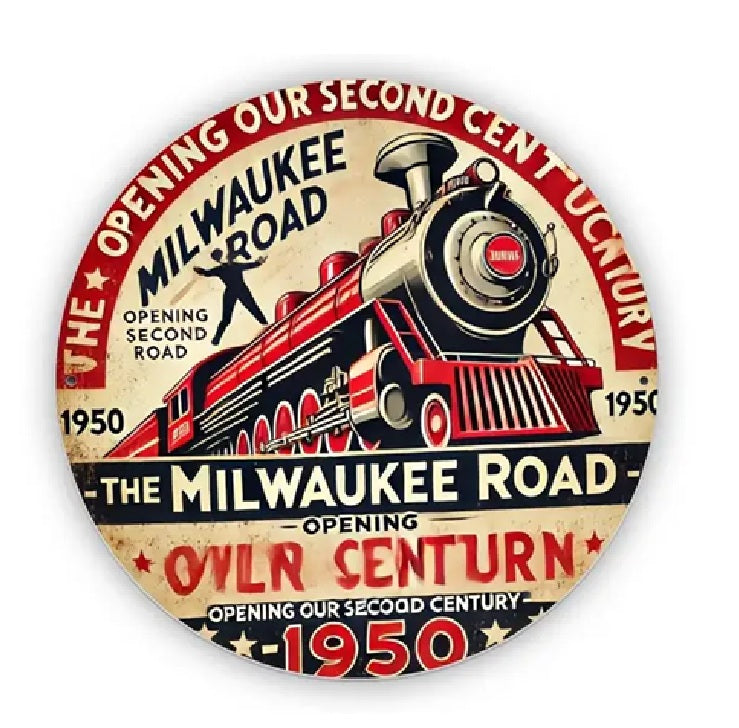 P28 Vintage Milwaukee Train Metal Sign