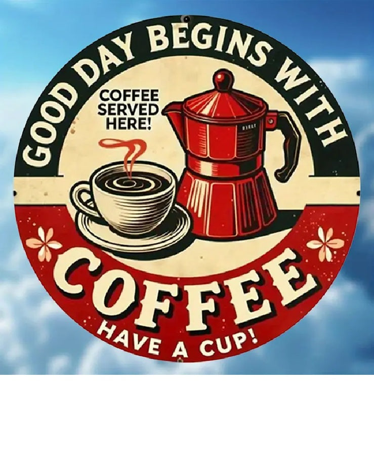 P35 Vintage Metal Coffee Sign