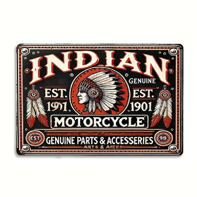 P38 Vintage Indian Motorcycle Metal Sign