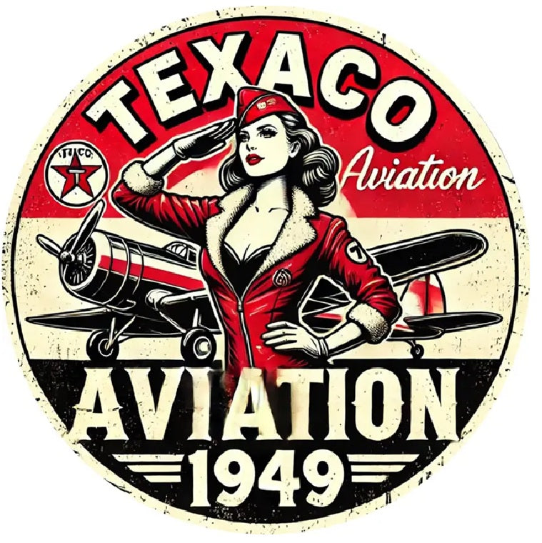 P40 Vintage Texaco Aviation Girl Metal Sign