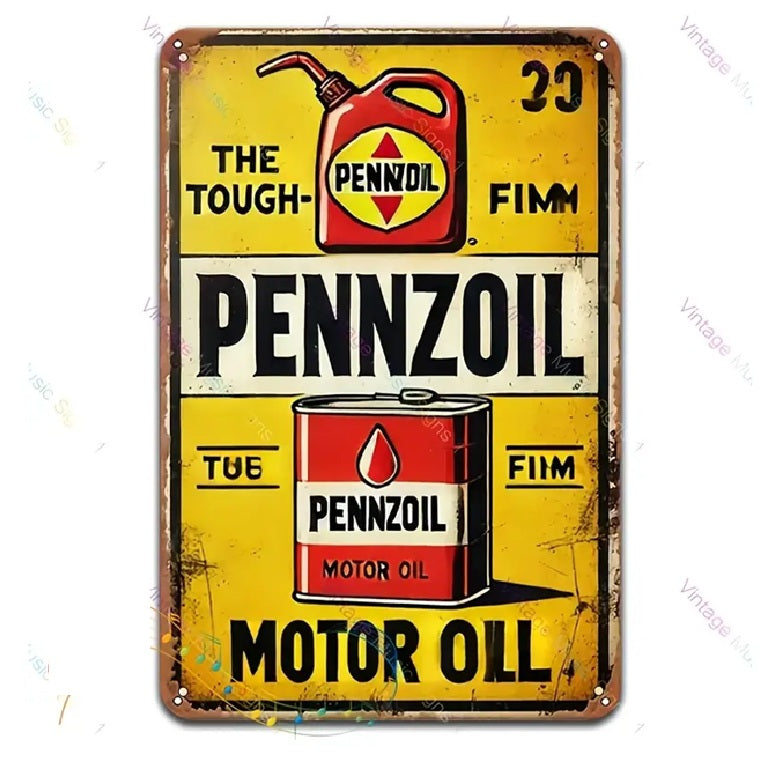P42 Vintage Pennzoil Motor Oil Metal Sign