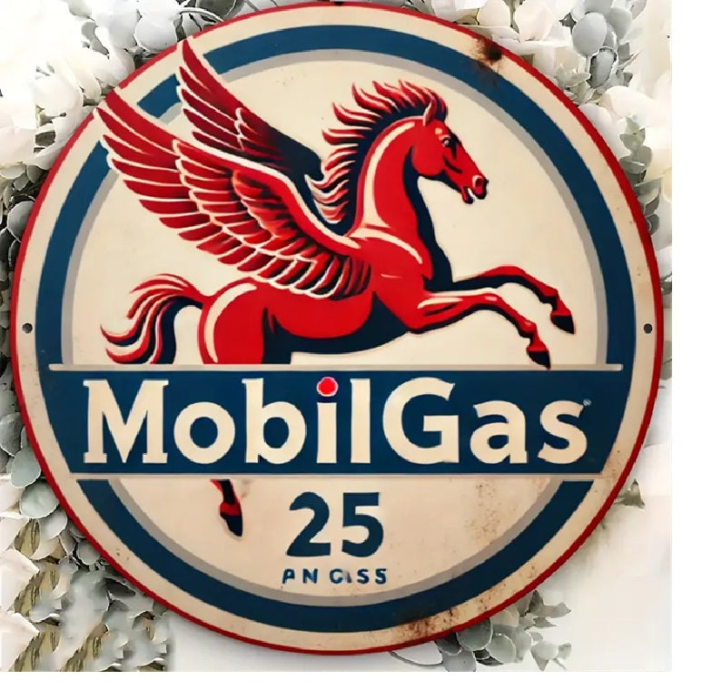 P49 Vintage Mobil Gasoline Metal Sign.