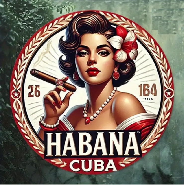 P51 Vintage Habana Cigar Girl Metal Sign