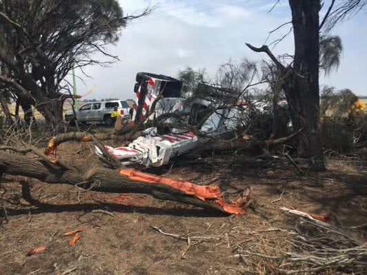 Over the shoulder seat belt on old Franna crane may have saved lives or reduced injury