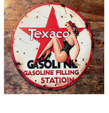 P112 Vintage Texaco Gasoline Girl Metal Sign