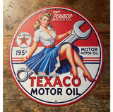 P123 Vintage Texaco Gasoline Girl Metal Sign