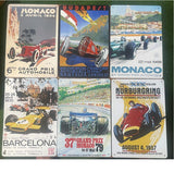 P147 6 Pack Vintage Motor Racing Metal Signs
