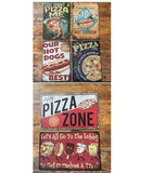 P150 Vintage Burgers, Hotdogs & Fries Metal Sign.