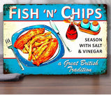 P168 Vintage Fish "N" Chips Metal Sign