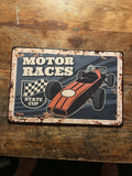 P186 6 Pack Vintage Motor Racing Metal Signs