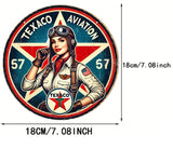 P198.1 Vintage Texaco Aviation Girl Metal Sign