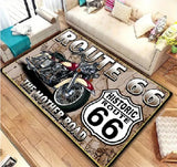 P2 Motorcycle Route 66 Carpet Rug 120cm x 80cm