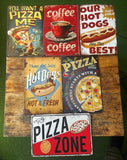 P270 6 Pack Vintage Pizza, Hot Dogs & Coffee Signs
