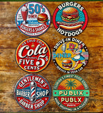 P271 6 Pack Burgers, Hotdogs, Cafe, Cola & Barber Signs