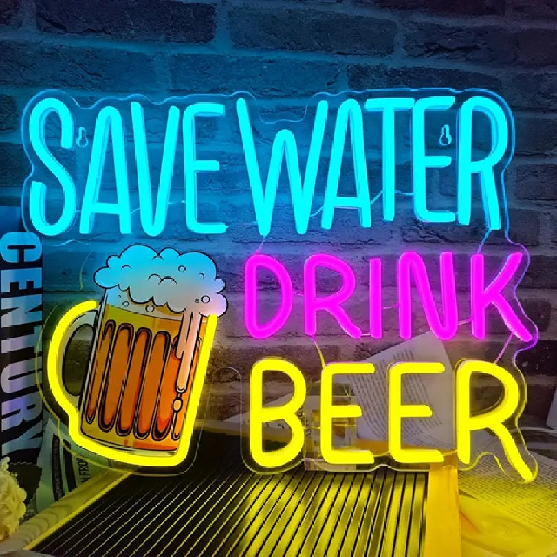 P298 Save Water Drink Beer Neon Sign