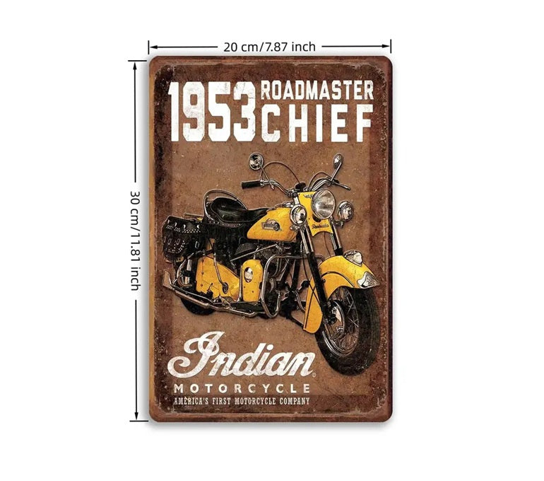P3 Vintage Indian Motor Cycle Metal Sign