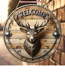 P34 Vintage Deer Metal Welcome Sign