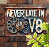 P43 Vintage V8 Automotive Metal Sign