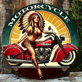 P58 Vintage Indian Motorcycles Girl Metal Sign