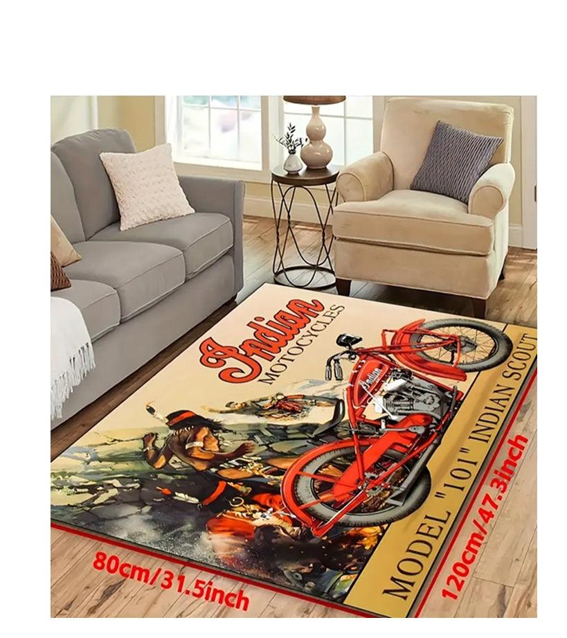Custom Indian Motorcycle Rug P81 Vintage Indian Motorcycle Carpet Rug – Economy Truck Seats Store
