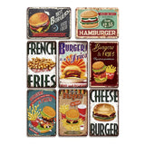 P93 8 Pack Retro Burger & Fries Metal Signs