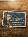 P186 6 Pack Vintage Motor Racing Metal Signs